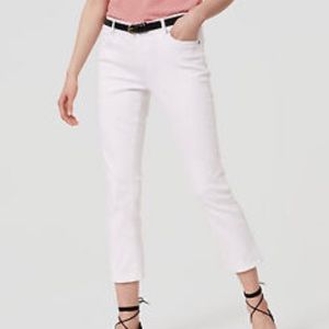 LOFT curvy kick crop jean in white